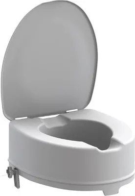 Image de Rehausseur de WC 15 cm avec supports et couvercle ergonomique