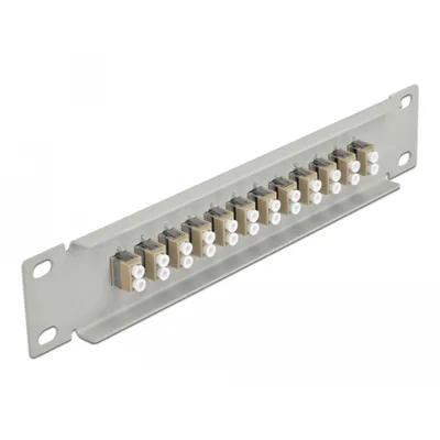 Produktbild von DeLOCK 10″ LWL Patchpanel 12 Port LC Duplex beige 1 HE grau, Faser, LC, Beige, Grau, Metall, Rackeinbau, 1U