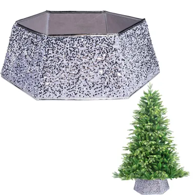 Immagine prodotto di Omgoods - Copertura per albero di Natale da 27 pollici con paillettes per decorazione