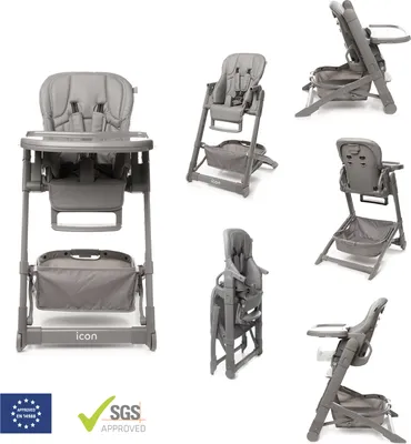 Produktbild von 4Baby | Hochstuhl - Kinderhochstuhl - Babystuhl, 0–3 Jahre, verstellbar, mit Liegefunktion, Rollen, Tablett & Kunstlederpolsterung, bis 15 kg - ICON