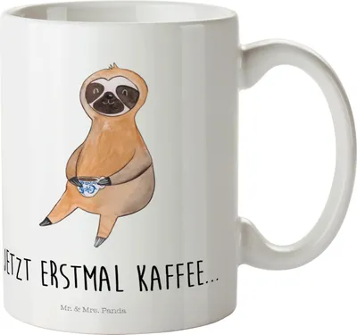 Produktbild von Mr. & Mrs. Panda Plastikbecher Faultier Kaffee - Weiß - Geschenk, Coffee, Pott, faul, Mehrwegbecher, Camping Tasse, Trinklernbecher, Schulkind