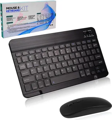 Immagine prodotto di Tastiera wireless, set di tastiere con mouse, tastiera wireless con mouse Mini Keyboard Ultra-Thin Wireless Keyboard Mouse Set per iPad, Mac, PC, Laptop, Tablet