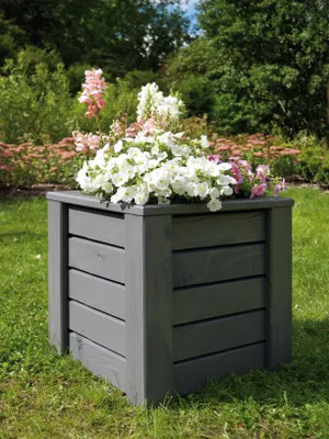 Produktbild von Finnia Gartenwelt Pflanzkasten, grau, 40x40x40 cm, Fichtenholz, 19mm Wandstärke, modern, für Außen, 0,1 m³, 15 kg