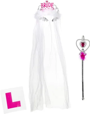 Produktbild von Smiffys - Damen Kostümzubehör, Damenabend Set - Kunststoff SM723 (Einheitsgröße) (Weiß/Pink)