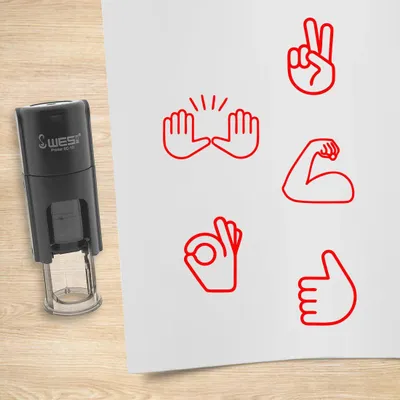 Obrázok produktu pre Sada pečiatok CombiCraft ručičky emojis červená s 5 pečiatkami