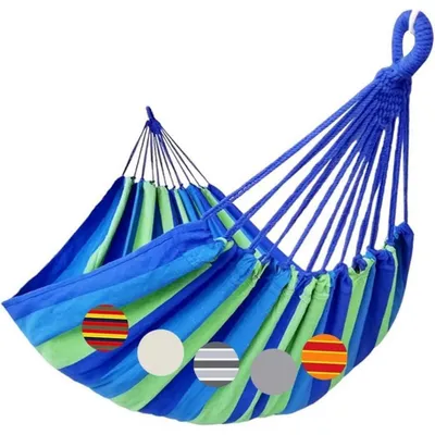 Produktbild von Hängematte für 2 Personen 220x160cm Leinwand-Baumwolle Blau/Grün