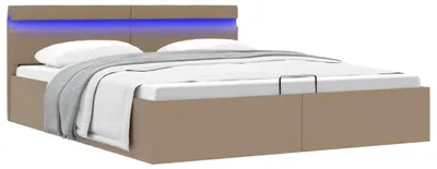 Obrázek produktu pro vidaXL Postel s úložným prostorem a LED diodami Cappuccino Brown Faux Leather 160×200cm