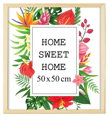 Obrázek produktu pro MG Design, přírodní rámeček na obrázky, 50 x 50 cm – vyrobený z pravého dřeva s akrylovým sklem, určený k zavěšení i k postavení, vhodný pro fotografie, plakáty a puzzle
