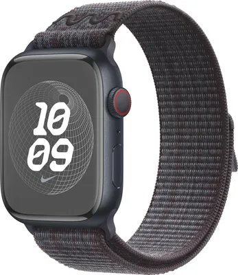 Image de Apple Nike Sport Loop, Watch 45 mm, nylon, noir/bleu