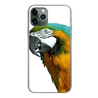 Produktbild von MuchoWow® Handyhülle Schutzhülle Hülle für iPhone 11 Pro Papagei - Vogel - Federn - Porträt Silikon Softcase Handy Hülle - Handy