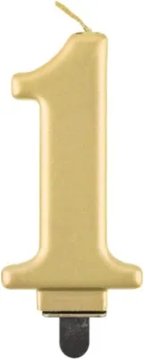 Obrázek produktu pro Narozeninová svíčka na dort - 1 - metalická zlatá - 8 cm