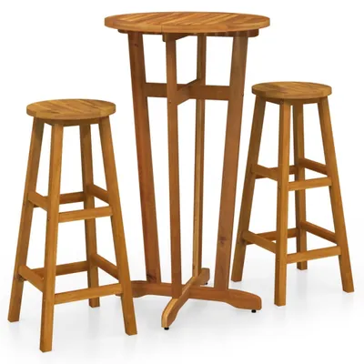 Image de vidaXL Ensemble de bar 3 pièces en bois massif d'acacia
