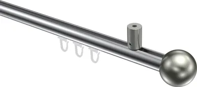 Produktbild von Interdeco Innenlaufstange / Gardinenstange mit Innenlauf Chrom / Edelstahl-Optik, Typ Sonius Luino (Kugel) Deckenmontage, 20 mm Ø 1-läufig, 220 cm