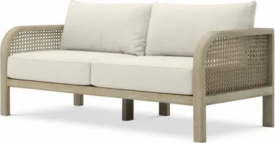 Produktbild von Casa Padrino Luxus Teakholz Garten Sofa Sandfarben / Beige 194 cm - Garten Möbel