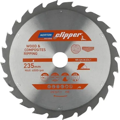 Image de Norton Clipper lame de scie circulaire bois / matériaux composites 235x30/16 24Z