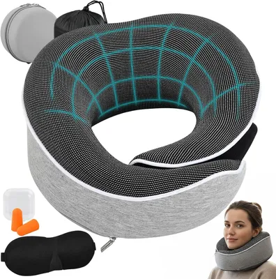 Productafbeelding van Reiskussen set, geheugenfoam, 5-in-1, voor vliegtuig