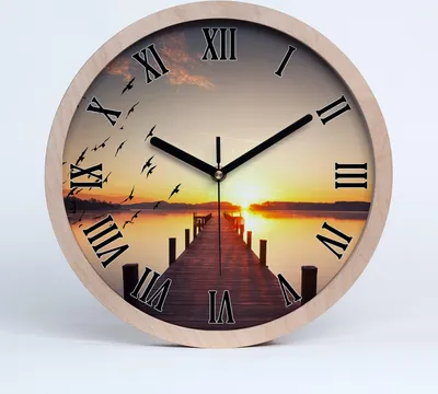 Produktbild von Holzuhr 20fi cm wanduhr - schwarze Spitzen - Sonnenuntergang