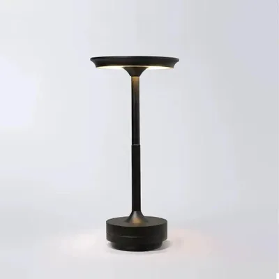 Image de Lampe de table LED sans fil à intensité variable, rechargeable, àtactile, pour salon ou table de chevet, avec lumière tricolore. Couleur : noir