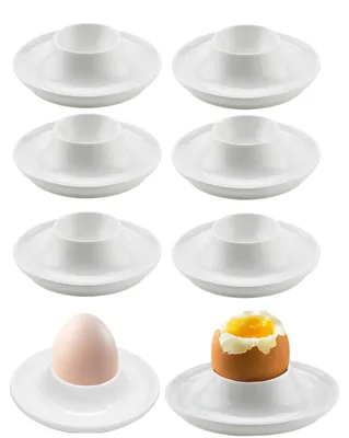 Eierbecher-Set, 6 Stück, weiß, Kunststoff, Eierhalter