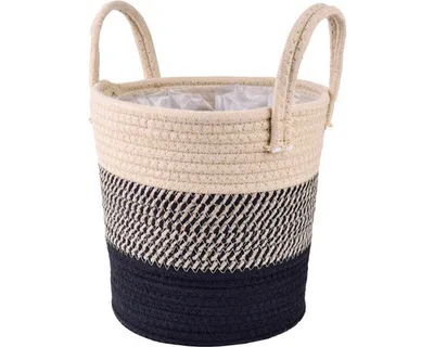Obrázek produktu pro Obal na květináč s uchy Ø 25 cm přírodní, černý