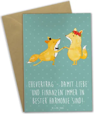 Produktbild von Mr. & Mrs. Panda Klappkarte Ehevertrag Liebe Finanzen - Meeresbrise - Geschenk, jubiläumskarte, weihnachtskarten, Hochzeit, Heirat, dankeskarten, Fairness, Vereinbarung