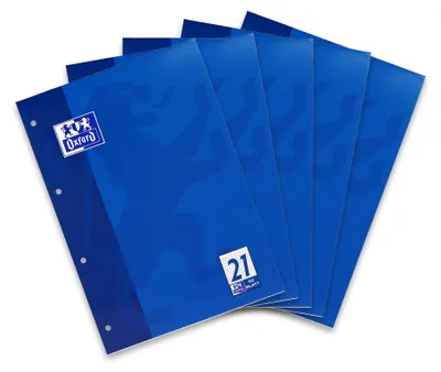Image de Cahier scolaire A4, 21 lignes, 50 feuilles, lot de 5