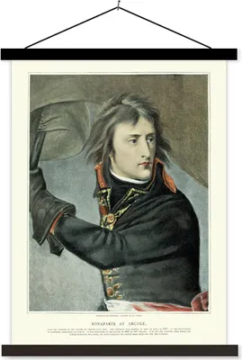 Produktbild von MuchoWow® Textilposter Illustration von Napoleon Bonaparte vor einem dunklen Hintergrund 40x53 cm mit schwarzem Rahmen - Abbildung