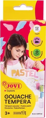 Productafbeelding van Jovi vloeibare plakkleuren, pastelset met 6 kleuren, elk 15 ml, kleurassortiment