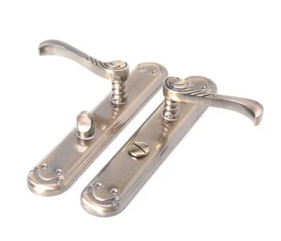 Immagine prodotto di Aqbau® set maniglia a leva piastra lunga maniglia a leva maniglia per porta maniglia per porta (porte del bagno WC)