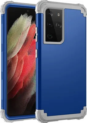 Produktbild von Galaxy S21 Ultra 5G Hülle, 3 in 1 Hybrid PC TPU Stossfest Robust Schutzhülle für Samsung Galaxy S21 Ultra 5G Navy blau