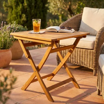 Immagine prodotto di Milani Home - tavolino da giardino pieghevole, legno di acacia, salvaspazio, piano 70 x 70 cm
