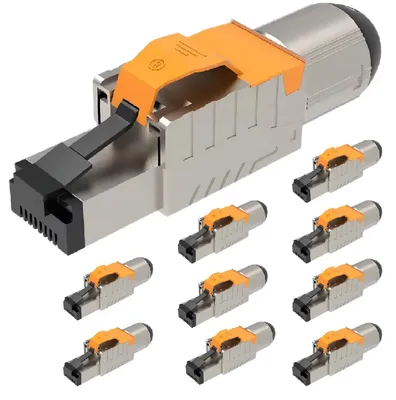 Produktbild von Netzwerkstecker Cat8 Cat8.1 RJ45 Stecker 10 Steckverbinder werkzeuglos geschirmt