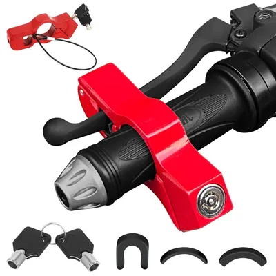 Produktbild von Motorrad Lenkerschloss Universal Aluminiumlegierung Rot Verstellbar für Roller Moped Fahrrad ATV Dirtbike