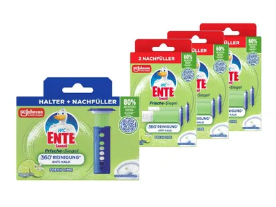 Produktbild von WC-Ente Frische-Siegel Fresh Lime Starter Set + 7 Nachfüller, WC Reiniger Gel, Langanhaltende Frische, Toilettenreinigung, Vorratspack