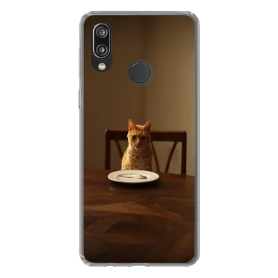 Produktbild von MuchoWow® Handyhülle Schutzhülle Hülle für Huawei P20 Lite (2020) Katze - Esstisch - Teller Silikon Softcase Handy Hülle - Kartenhalter