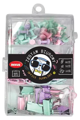 Image de Lot de 140 accessoires de bureau, couleurs pastel