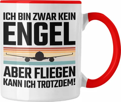 Produktbild von Trendation - Pilot Geschenk Tasse Flugzeug Fliegen Geschenkidee Piloten Kaffeetasse Kein Engel (Rot)
