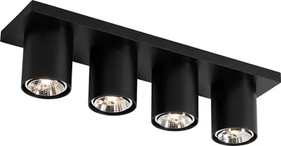Produktbild von QAZQA - Modern Moderner Deckenstrahler schwarz 4-flammig Spotbalken-flammig - Tubo I Wohnzimmer I Schlafzimmer - Aluminium Länglich - LED geeignet GU10