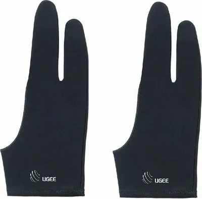 Produktbild von Zeichenhandschuh 2 Stück, Größe M, Zwei-Finger-Design, Reibungsminderung für Grafiktabletts, Rechts- und Linkshänder