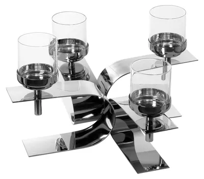Produktbild von PASSIONA Leuchter 4-flammig - D.42cm - silber Aluminium/Edelstahl/Glas