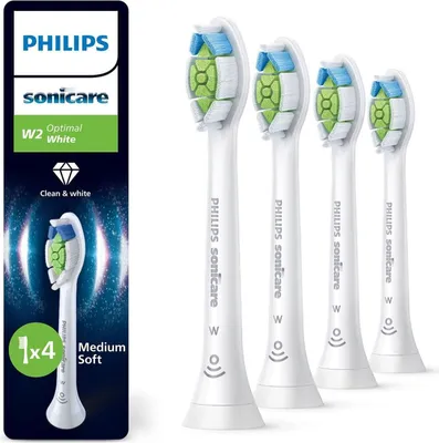 Produktbild von Philips Ersatzbürsten Kopf Zahnpflege W2 Optimal White 4er Pack kompatibel sauber effizient