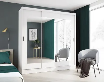 Obrázek produktu pro Šatní skříň s posuvnými dveřmi 205 cm VERNON - bílá