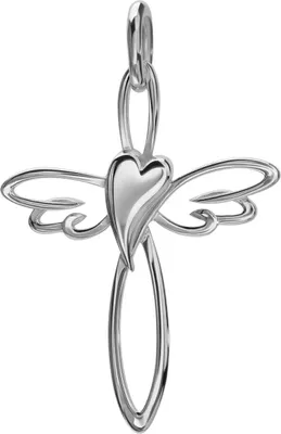 Produktbild von Silber Kreuz-Herz-Flügel-Anhänger 925 Silber als Kettenanhänger