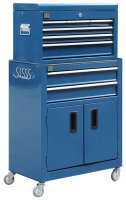 Produktbild von Werkzeugwagen mit Aufbaustell, blau, Modell 2