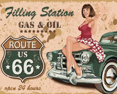 Produktbild von Zuty - Malen nach Zahlen - ROUTE 66, 40x50 cm, ohne Keilrahmen