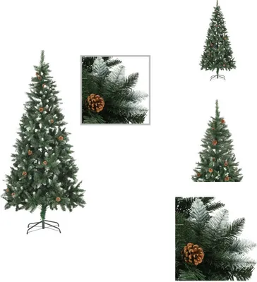 Productafbeelding van vidaXL Kunstkerstboom met dennenappels en witte glitter, 210 cm - Kerstbomen