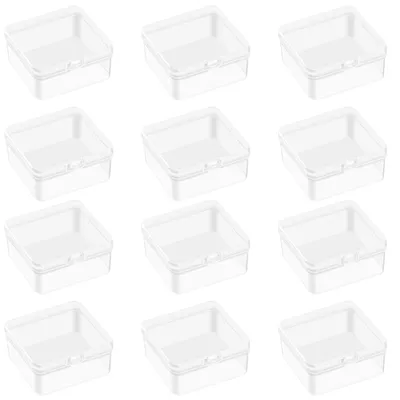 12 Aufbewahrungsboxen 4,5x4,5 cm transparent Kunststoff mit Deckel