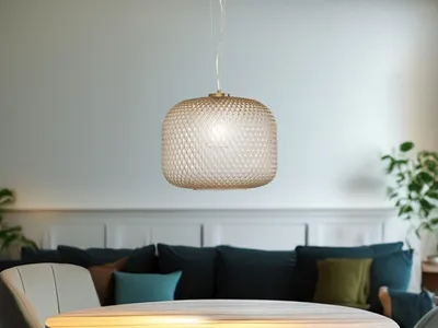 Produktbild von LED Pendelleuchte einflammig, Galsschirm Bernsteinfarben Esszimmerlampe hängend