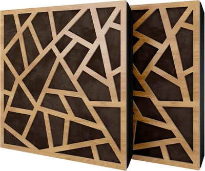 Obrázek produktu pro Balení po 2 kusech – akustický panel s velurovým potahem a montážní sadou | 50 x 50 x 5 cm | Absorpce, difúze, odraz a zvuková izolace | [SKYROSS – dub | hnědá]