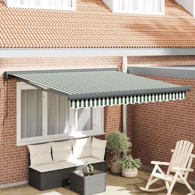 Immagine prodotto di Maison Exclusive - Tenda da sole estensibile verde e bianca 350 x 250 x 165 cm